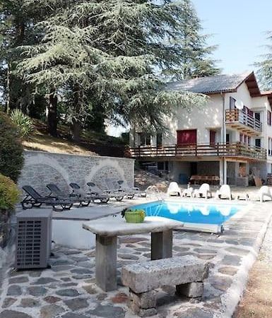 Chalet 14 Pers Avec Vue Panoramique Et Piscine Chauffee Genolhac Eksteriør billede