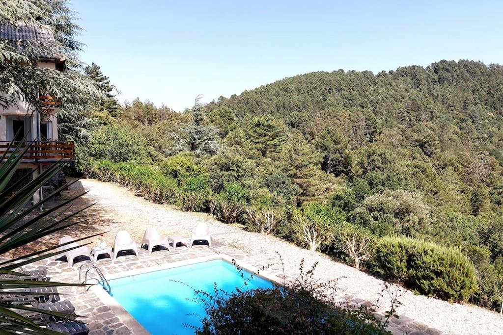 Chalet 14 Pers Avec Vue Panoramique Et Piscine Chauffee Genolhac Eksteriør billede